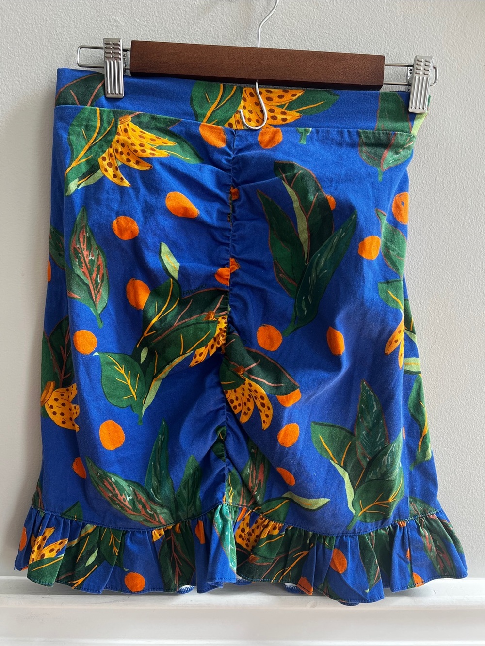 FARM Rio x Anthropologie Blue Tropical Floral Ruffle Mini Skirt Size S